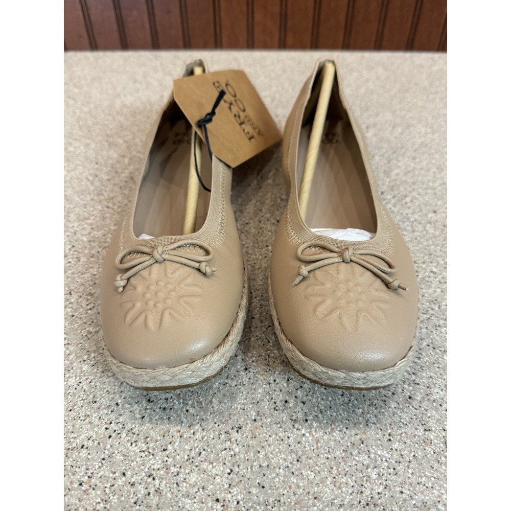 Frye And Co Willow Cafe Faux Leather Espadrille Bow Flat Slip On Womens 6.5 NIB
